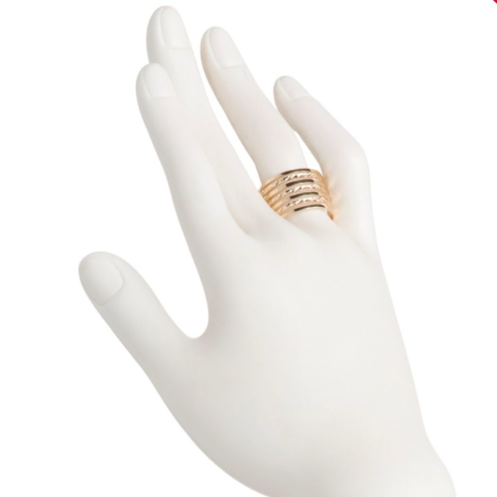MIA FIORE Made In Italy 14kt Gold Multi Row Polished Diamond Cut Ring Size 8 NEW